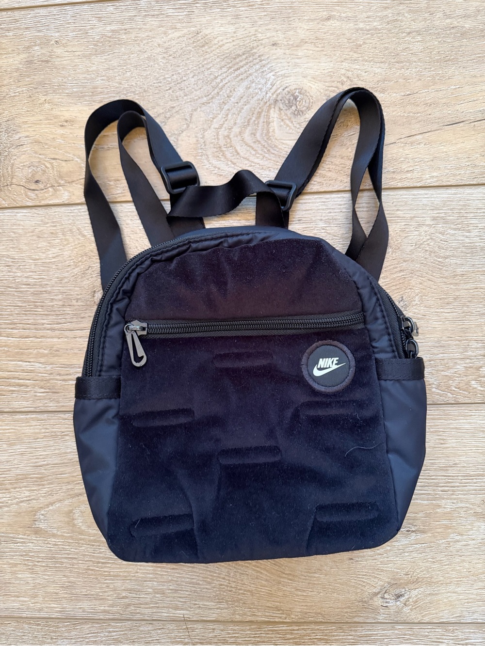 Nike Sportswear Futura 365 Velour Mini Backpack Black Sporty Casual - Picture 6 of 8